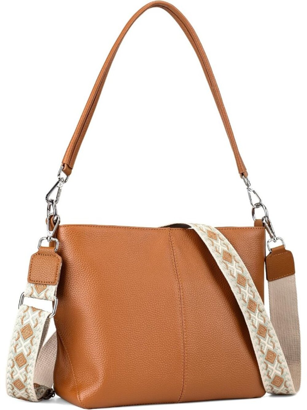 Women's Z-Brown Genuine Leather Hobo Bag Shoulder Handbags With 2 Shoulder Strap